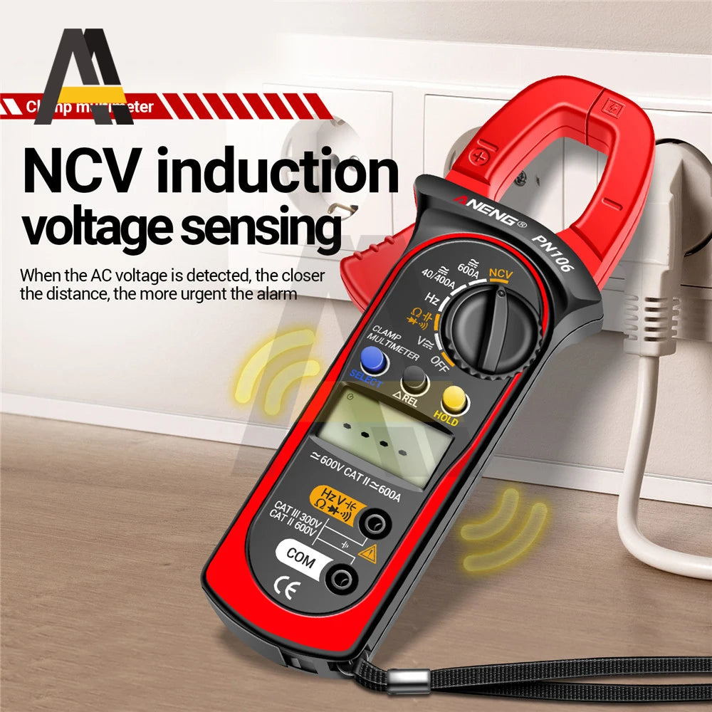 ANENG PN106 Clamp Meter Digital Multimeter AC/DC Current Voltage Tester 600A High Precision 4000 Counts Tester Electrician Tools