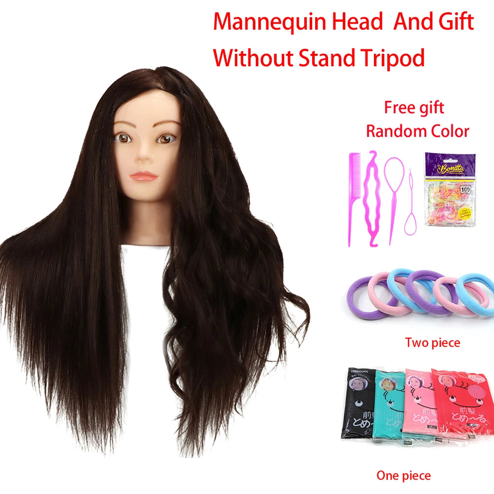 Colourful Doll Head with 85% mixed 60cm human hair For Hairdressers Mannequin Head Hairstyles Hairdressing Styling Training Head