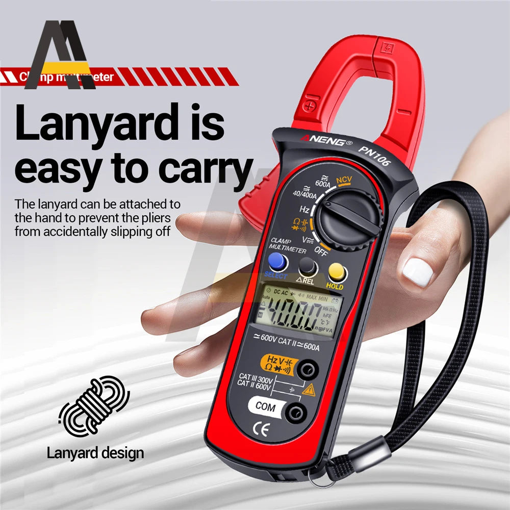 ANENG PN106 Clamp Meter Digital Multimeter AC/DC Current Voltage Tester 600A High Precision 4000 Counts Tester Electrician Tools
