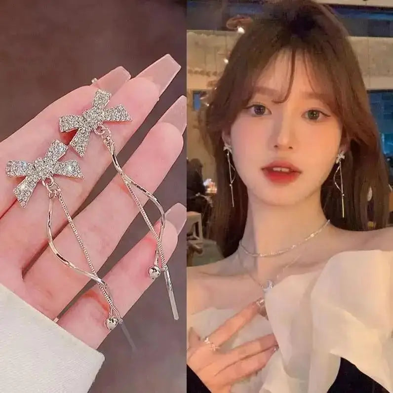 925 Silver Needle Korean Fashion Crystal Heart Earrings For Women Jewelry 2025 Trending New Luxury Women's Hoop Earrings Brincos