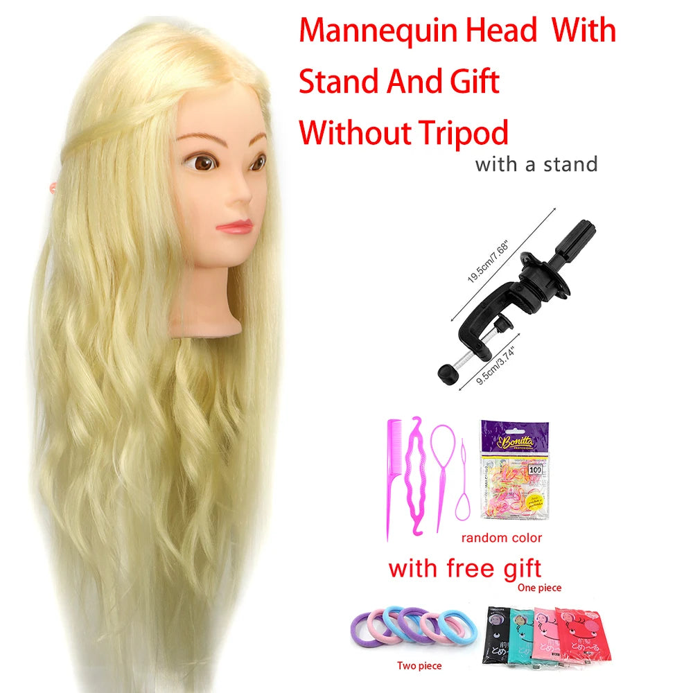 Colourful Doll Head with 85% mixed 60cm human hair For Hairdressers Mannequin Head Hairstyles Hairdressing Styling Training Head