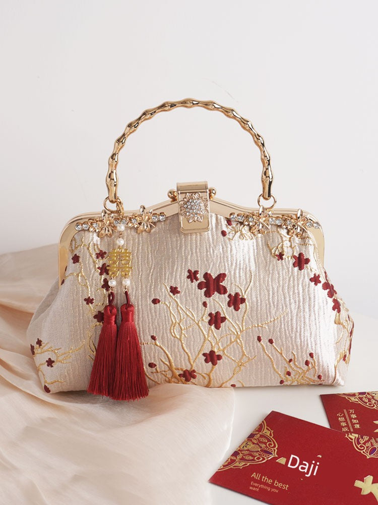 Chinese Handbag Women with Cheongsam Bag Bride Wedding Small Bag Xi Grandma Mother Wedding Bag Ancient Style Wedding Bag