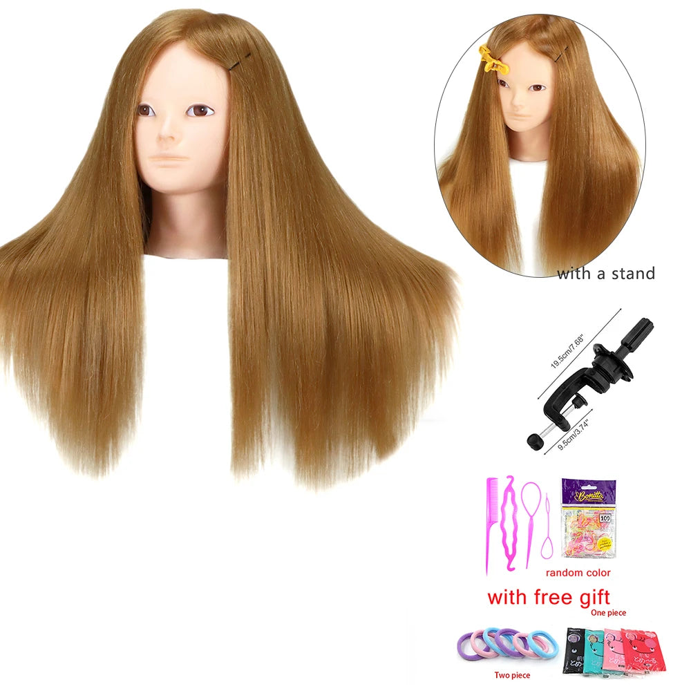 Colourful Doll Head with 85% mixed 60cm human hair For Hairdressers Mannequin Head Hairstyles Hairdressing Styling Training Head