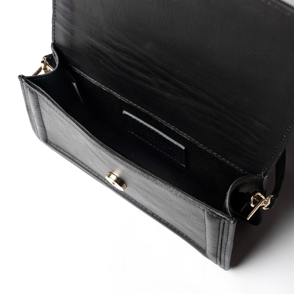 Black Leather Mini Crossbody Bag
