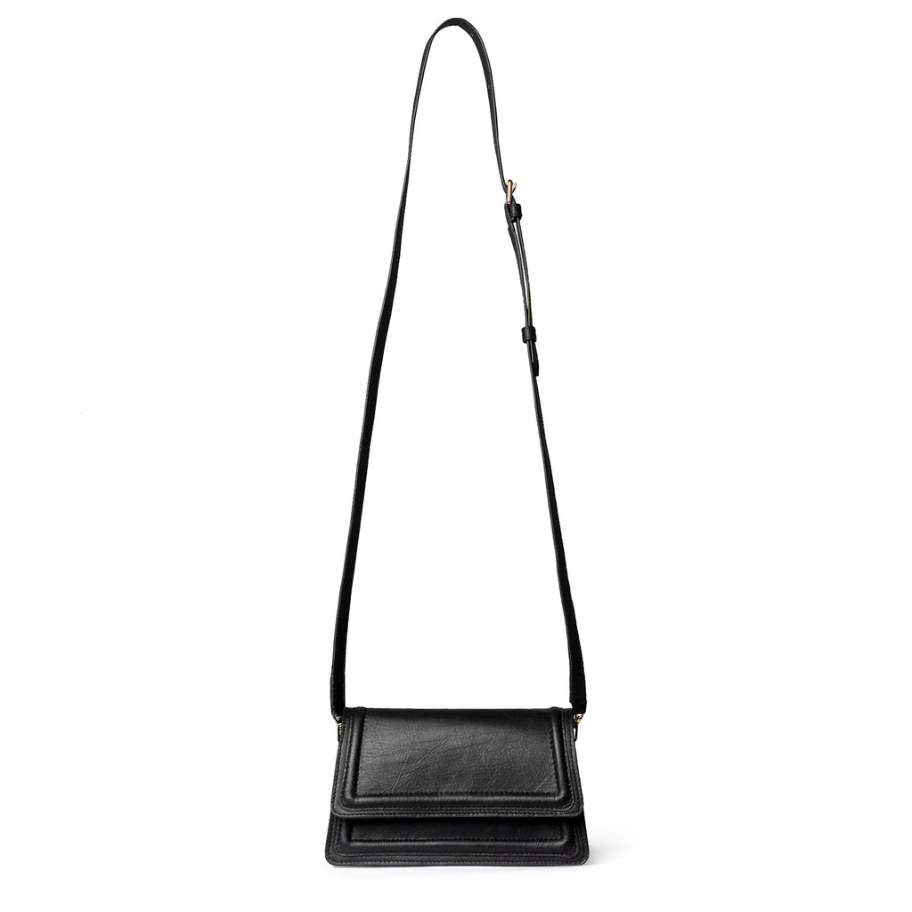 Black Leather Mini Crossbody Bag