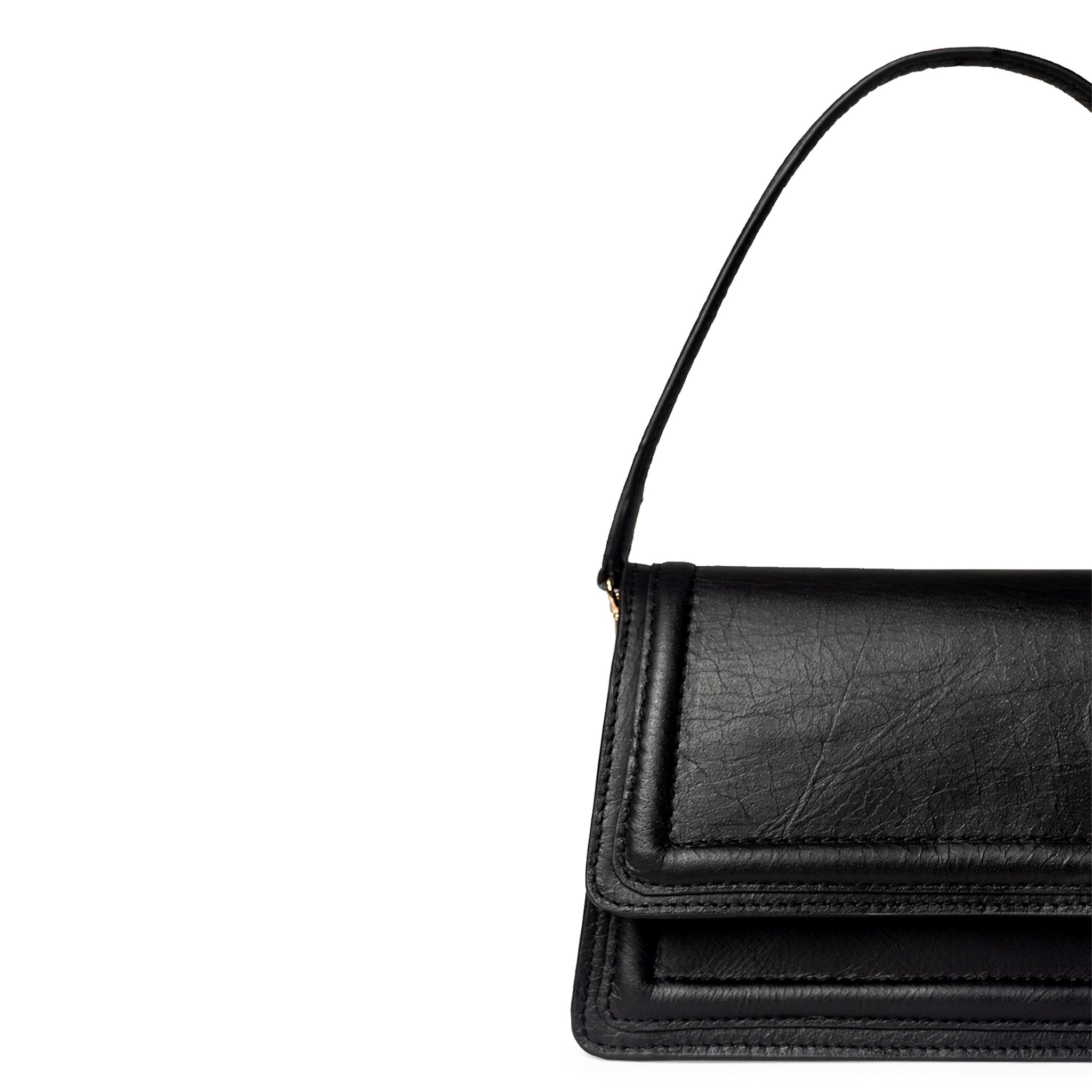 Black Leather Mini Crossbody Bag