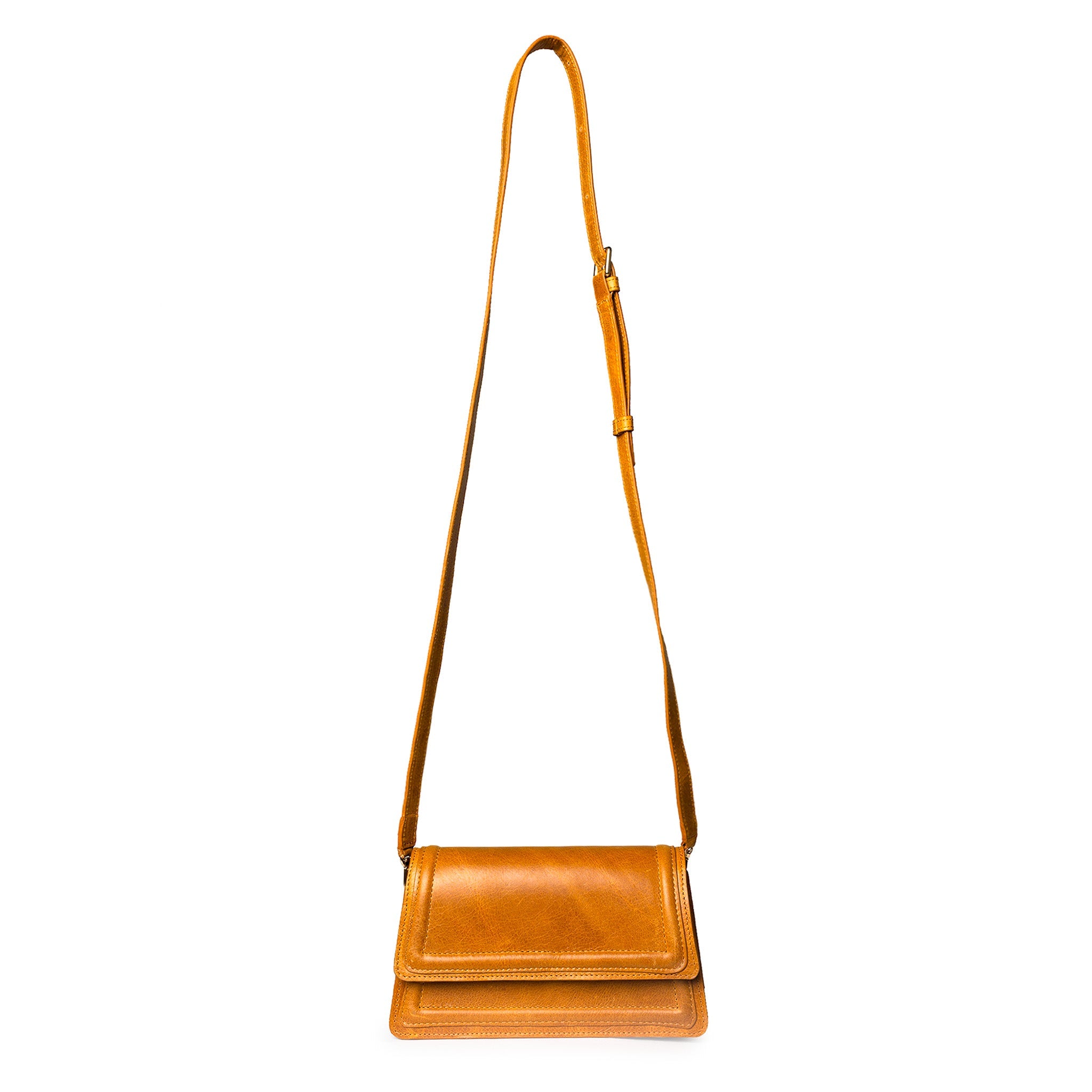 Camel Leather Mini Crossbody Bag