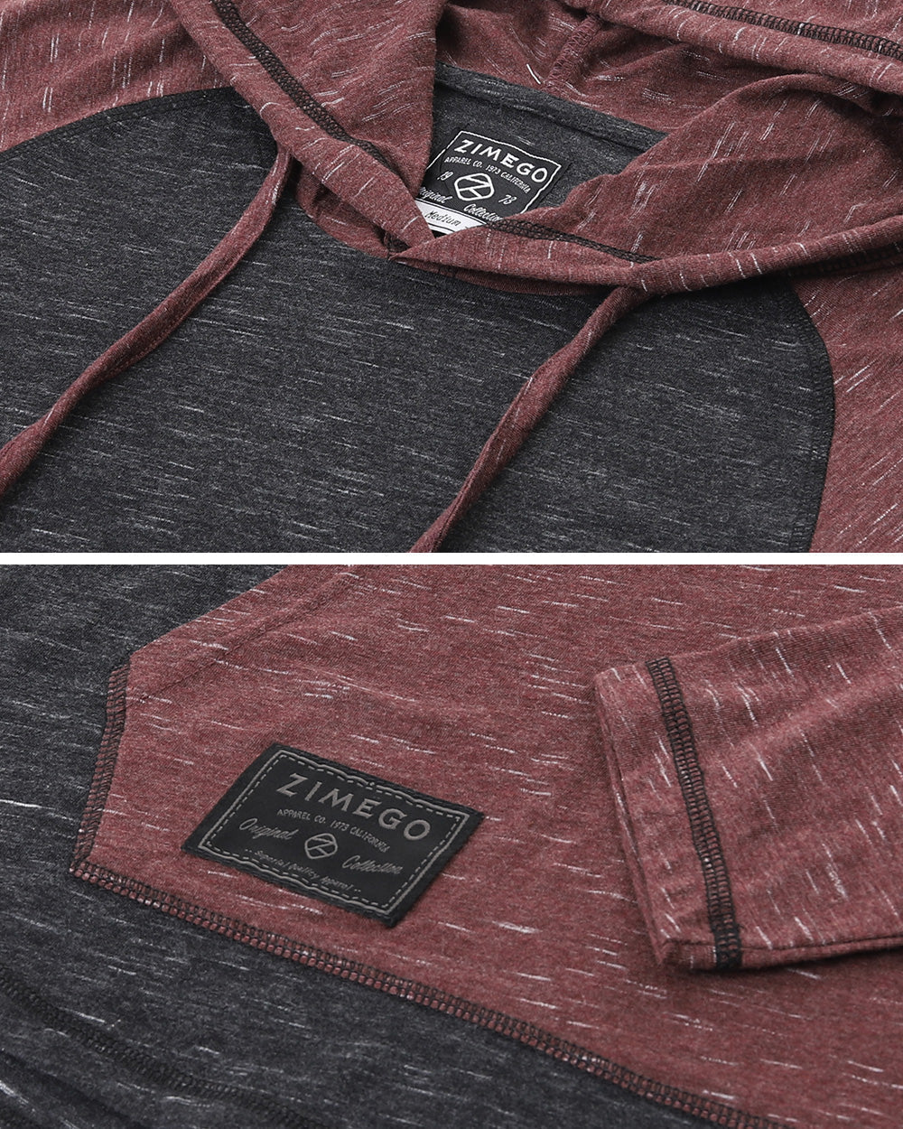 ZIMEGO Mens Long Sleeve Lightweight Hooded Henley – Color Block Pullover Hoodie  for Casual Gym Workout Travel