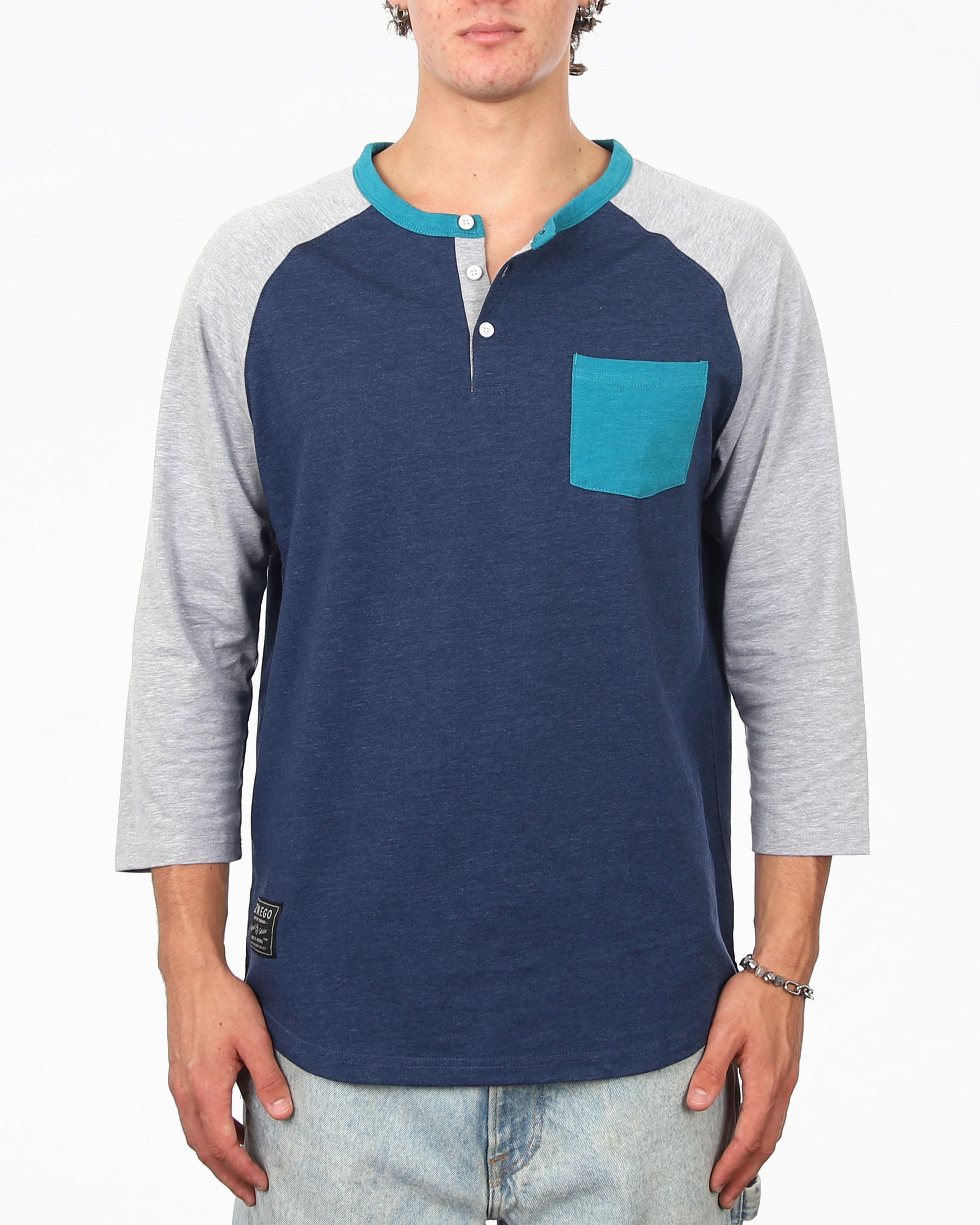 Contrast 3/4 Sleeve Stretch Casual Baseball Button Henley Shirts Bundle Set