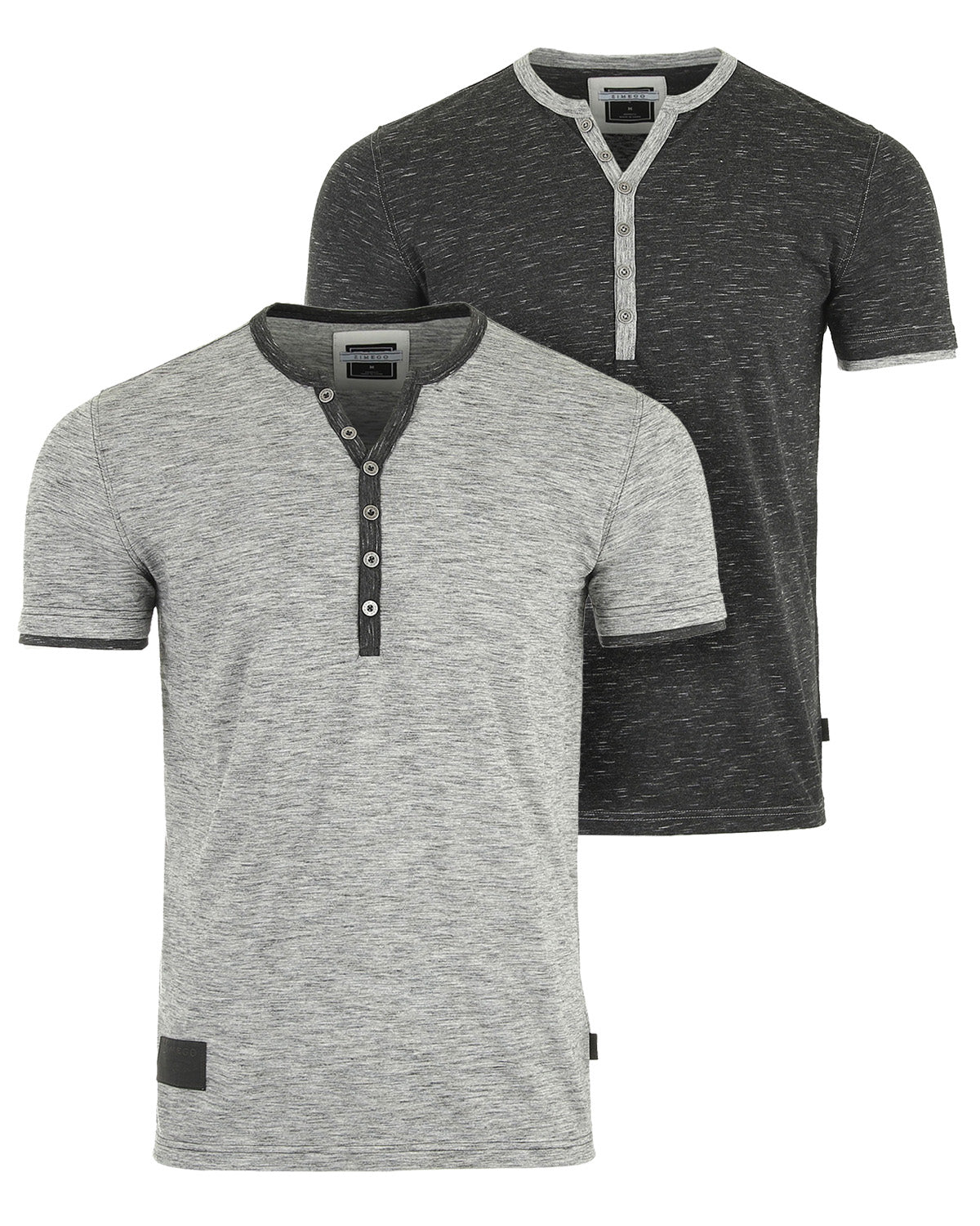 Short Sleeve Y Neck Henley Button T-Shirts-2