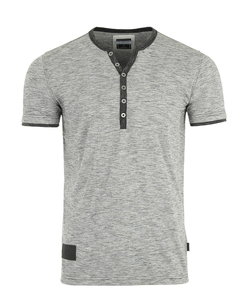 Short Sleeve Y Neck Henley Button T-Shirts-3