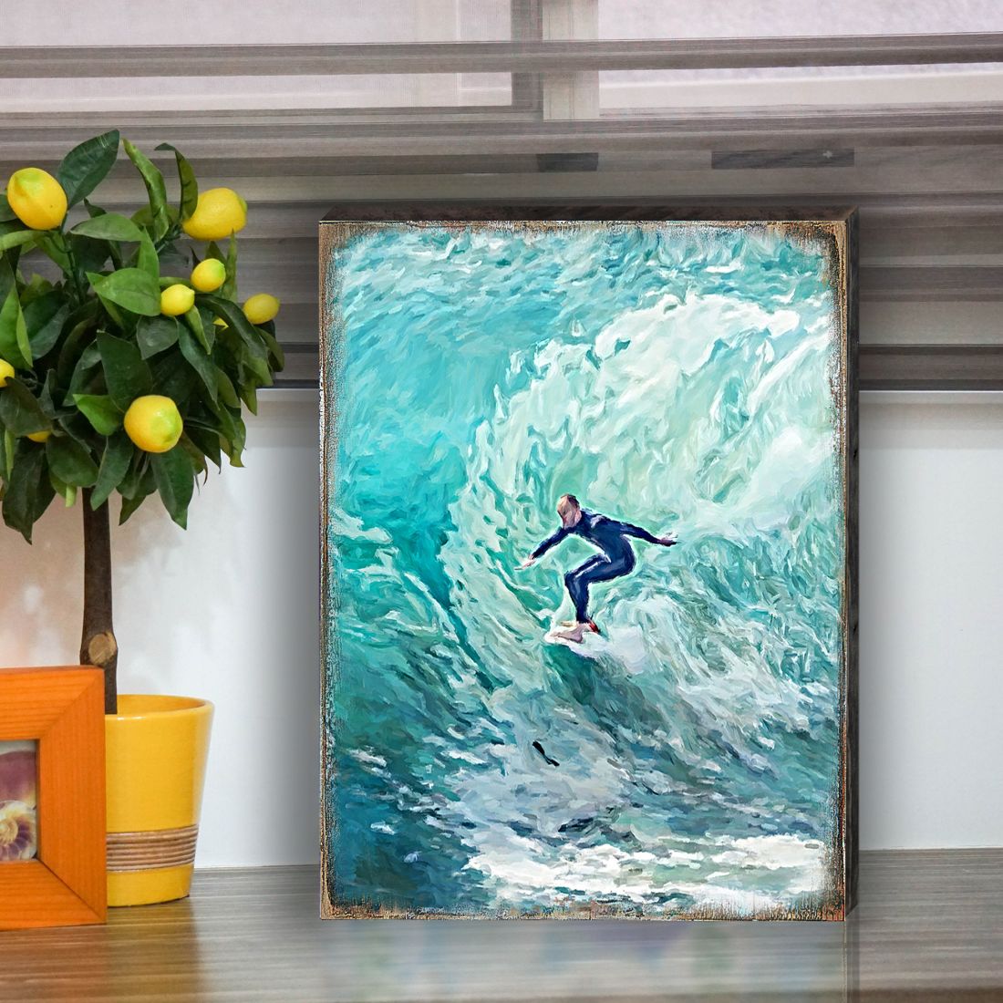 Sophronia Surfer Wooden Coastal Wall Art by Nature Wonders - Coastal Sea-Life Decor - 95227B-3
