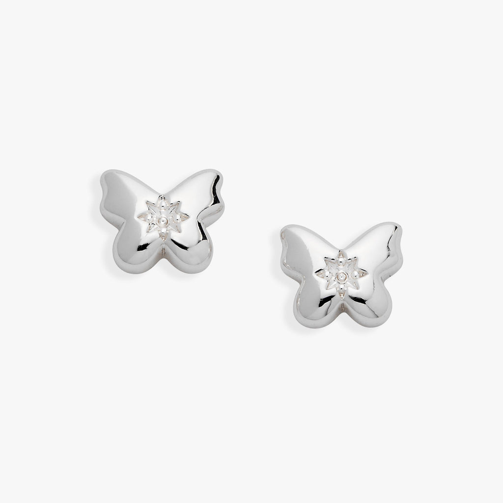 Puffy Butterfly Crystal Stud Earrings