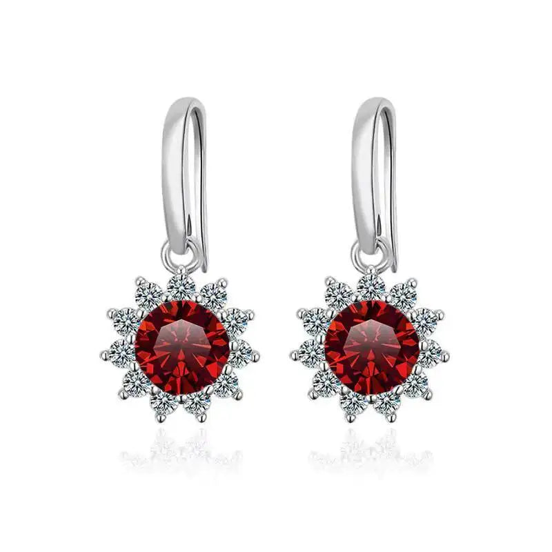 1CT Moissanite Drop Earrings 925 Sterling Silver Colorful Green Blue Pink