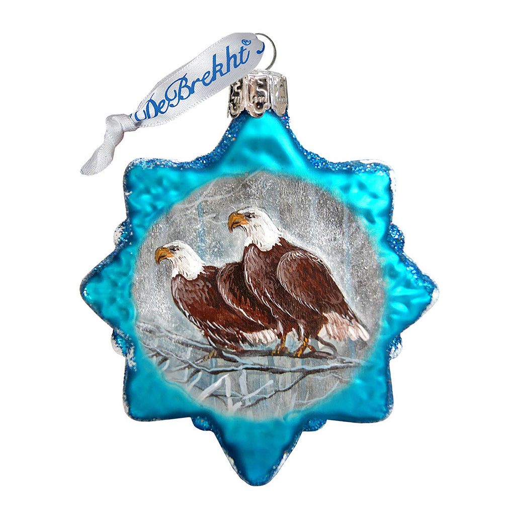 Eagles Snowflake Mercury Glass Ornament by G. DeBrekht - Wildlife Holiday Décor - 771033