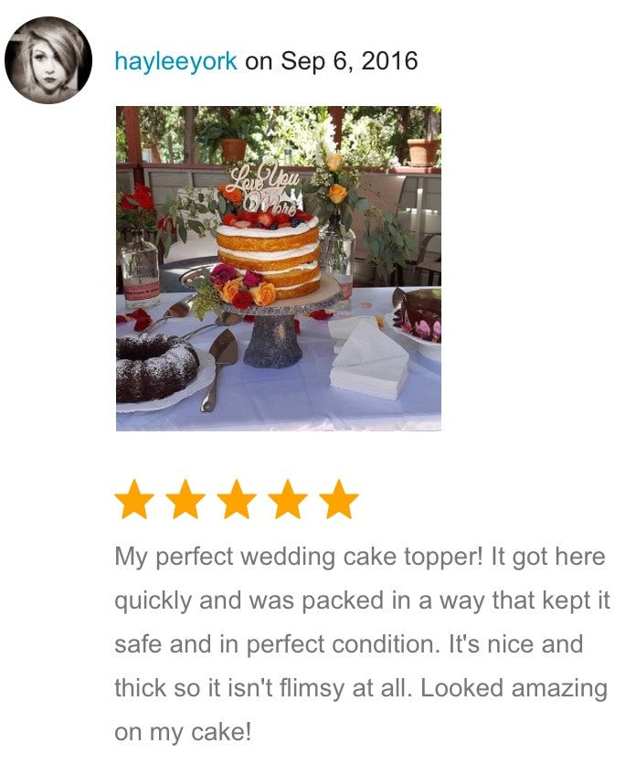 Wedding Cake Topper - Sale LOVE YOU MORE Wooden Cake Topper, Wedding cake Decor , Celebration, Anniversary, Valentine Day, Special Occasion-3