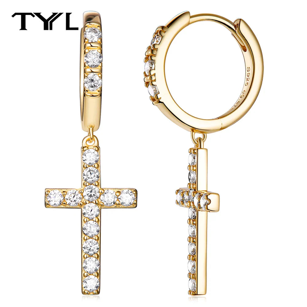 Moissanite VVS1 Drop Earrings 18K Gold Plated 925 Sterling Round Pear Square