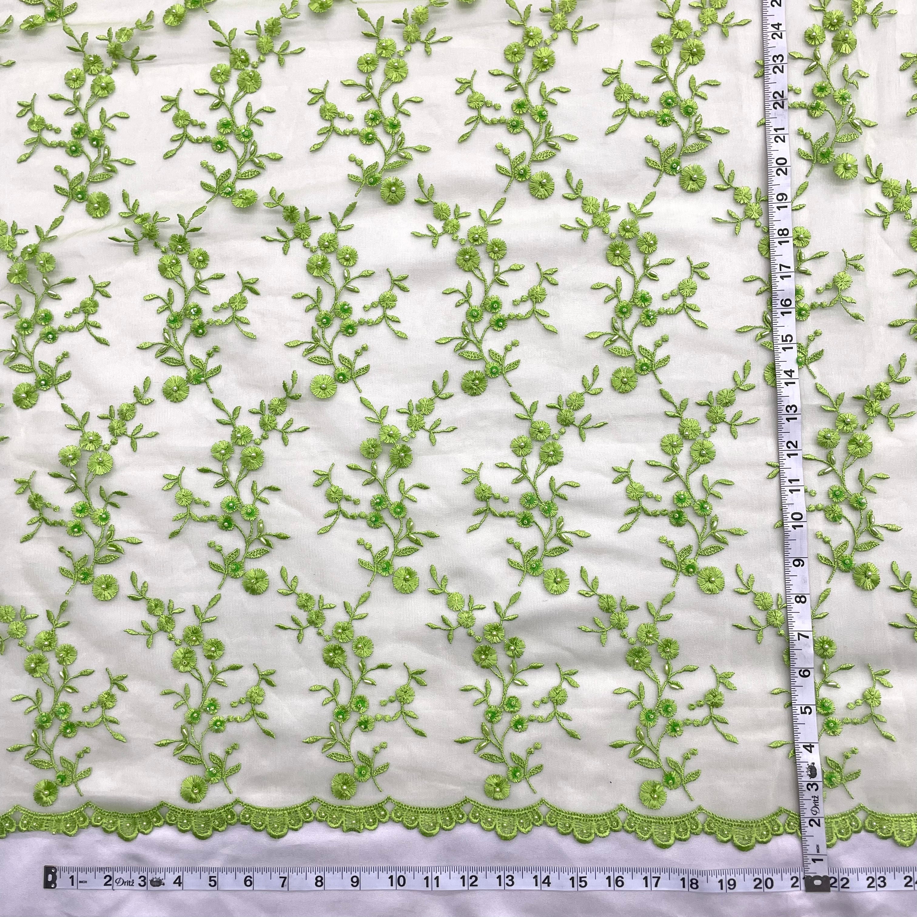 Beaded Lace Fabric Embroidered on 100% Polyester Net Mesh | Lace USA - 40103W-BP