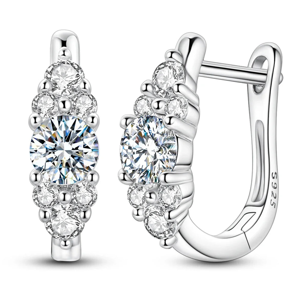 Moissanite 0.4ct 925 Sterling Silver Hoop Earrings For Women Fine Jewelry Gift