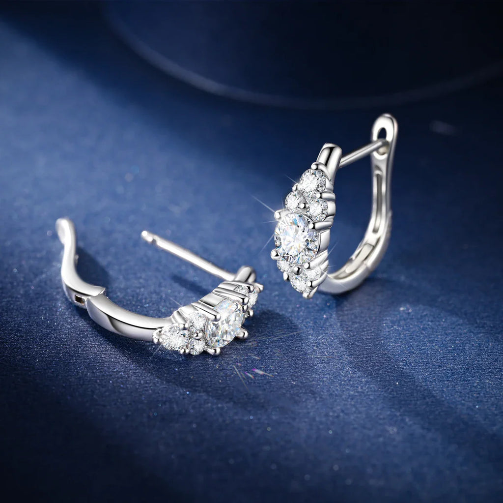 Moissanite 0.4ct 925 Sterling Silver Hoop Earrings For Women Fine Jewelry Gift