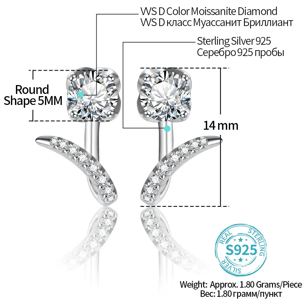 Moissanite Diamond Stud Earrings 925 Sterling Silver Bridal Engagement Studs