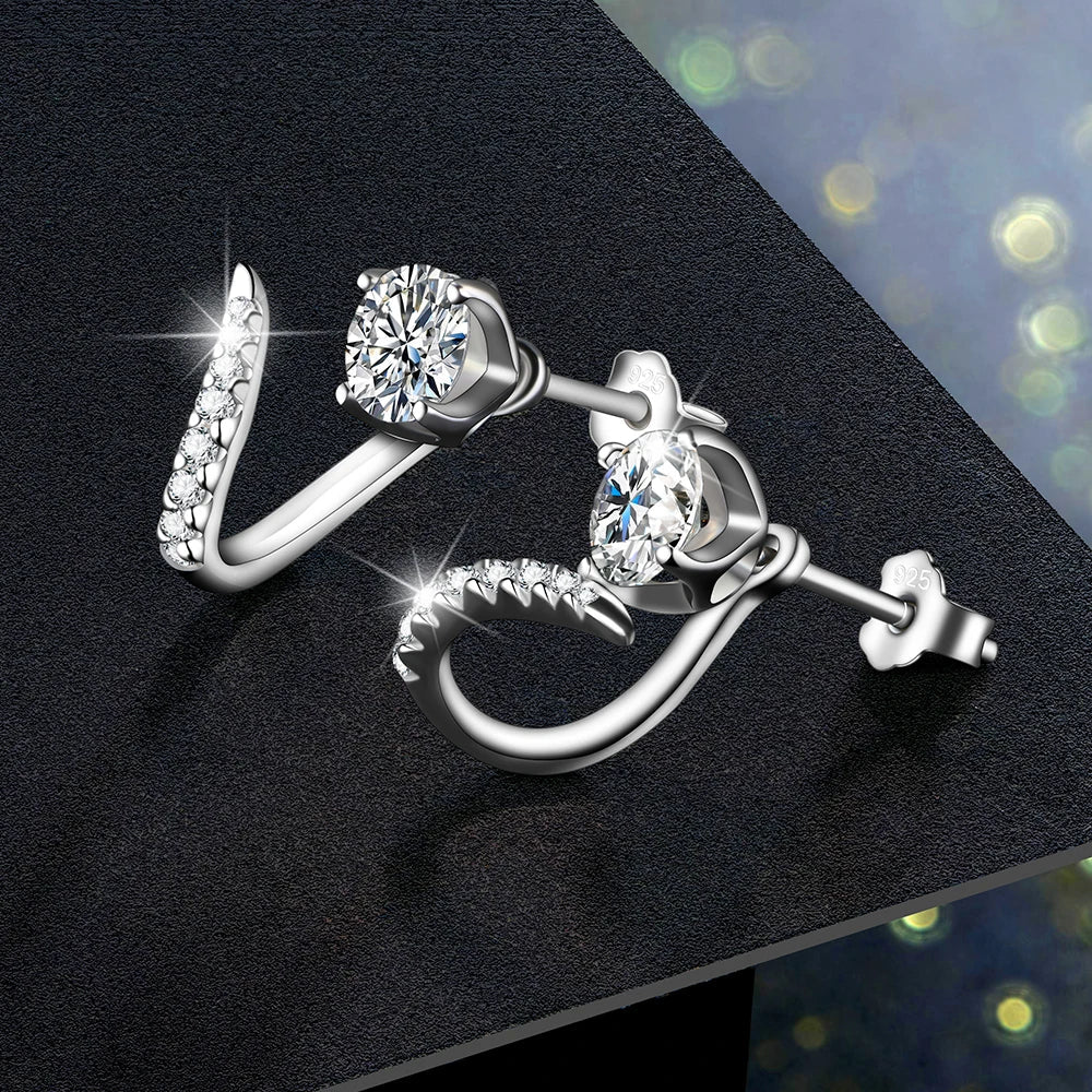 Moissanite Diamond Stud Earrings 925 Sterling Silver Bridal Engagement Studs