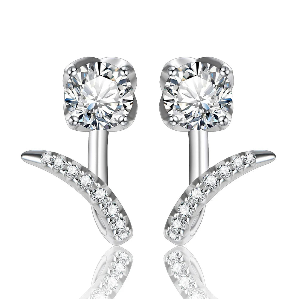 Moissanite Diamond Stud Earrings 925 Sterling Silver Bridal Engagement Studs