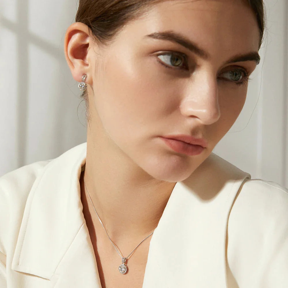 Moissanite Drop Earrings 925 Sterling Silver 1 Ct GRA Bridal Wedding Engagement