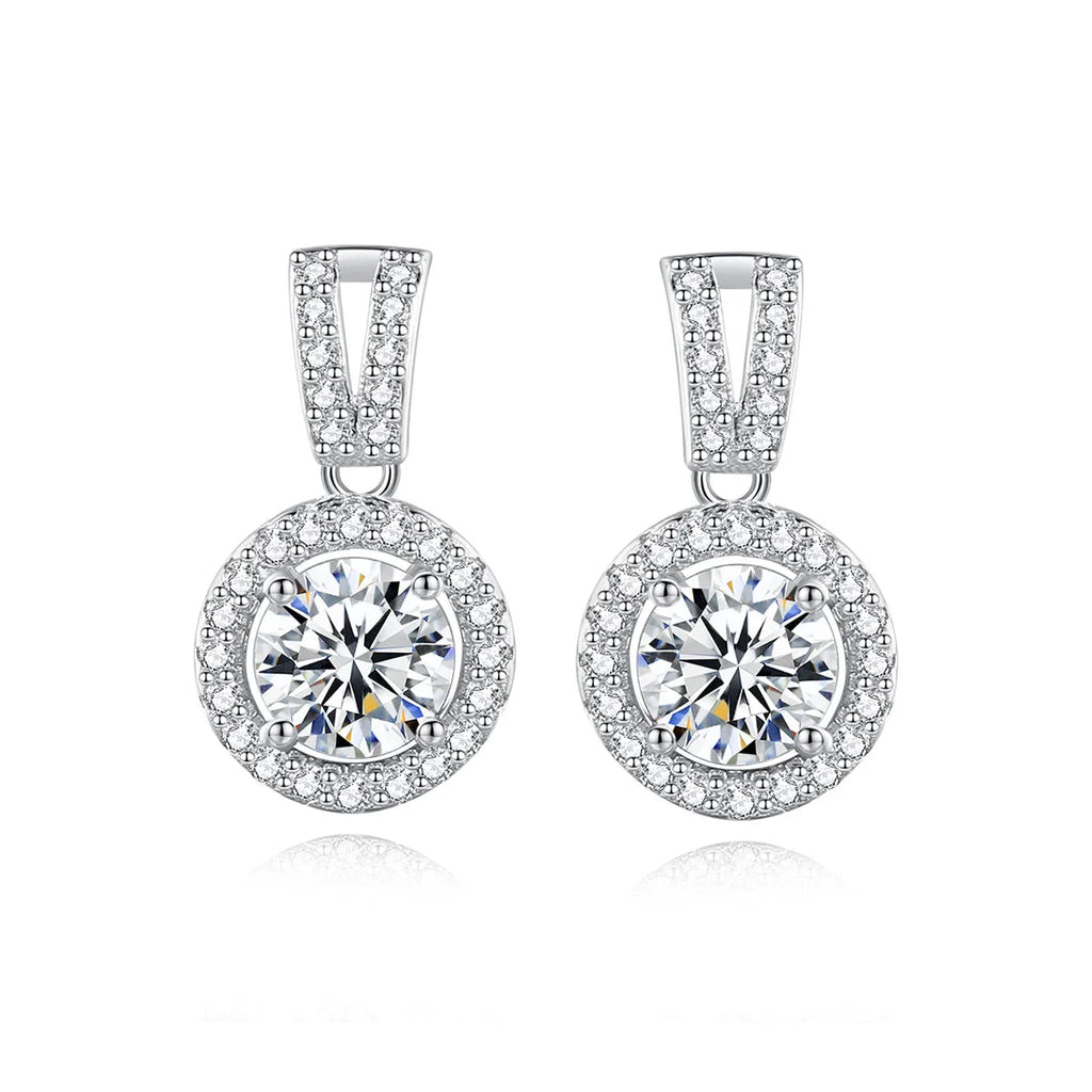 Moissanite Drop Earrings 925 Sterling Silver 1 Ct GRA Bridal Wedding Engagement