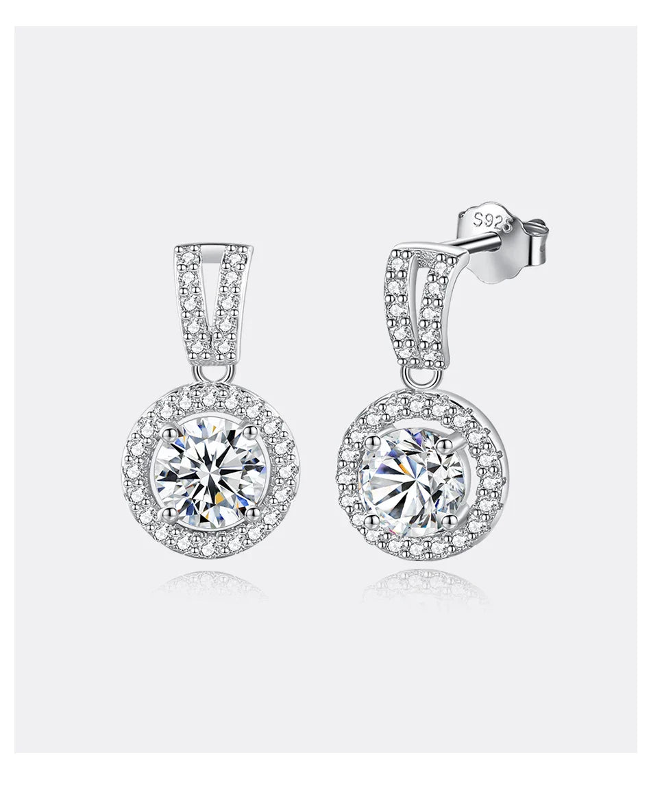 Moissanite Drop Earrings 925 Sterling Silver 1 Ct GRA Bridal Wedding Engagement