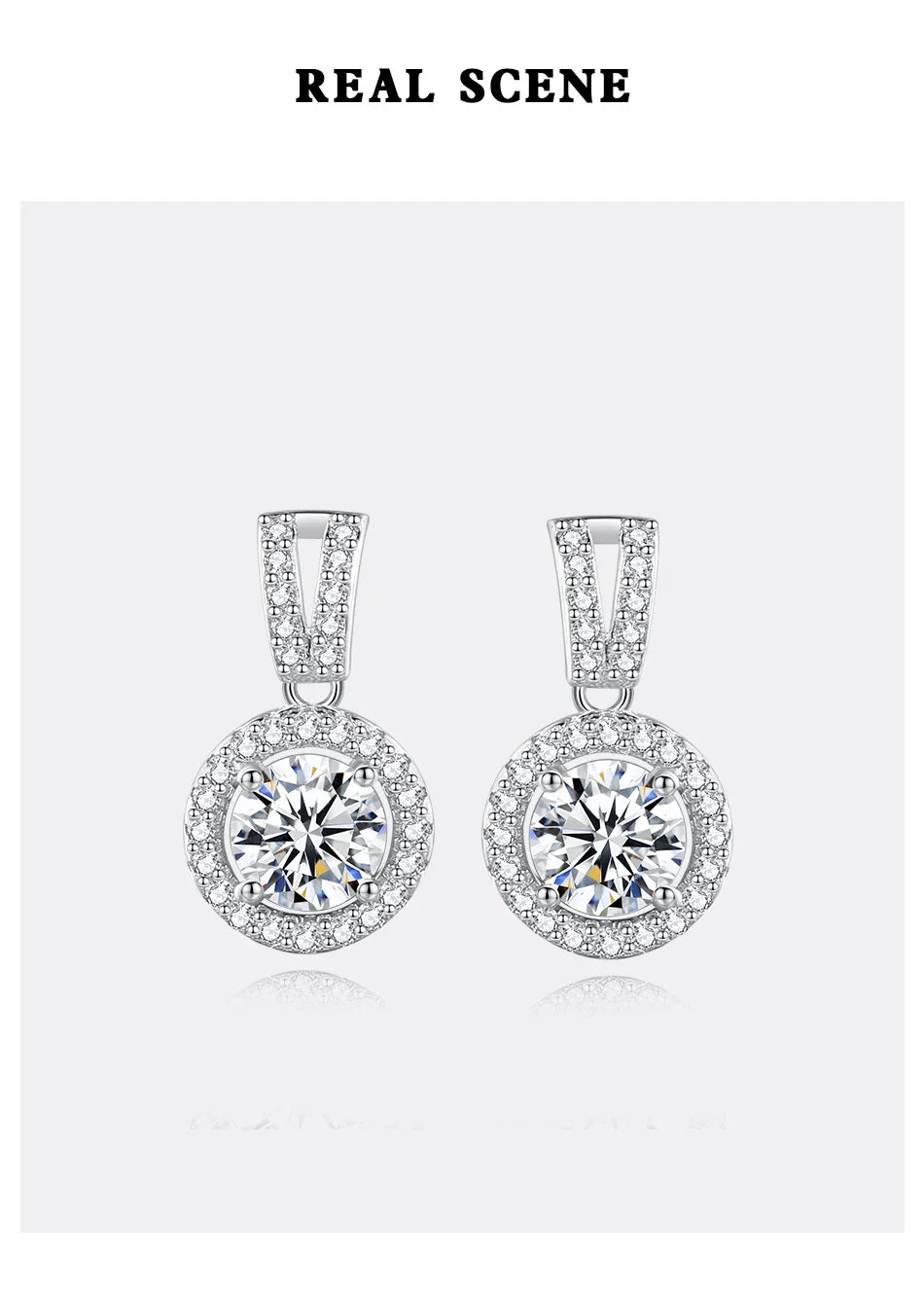 Moissanite Drop Earrings 925 Sterling Silver 1 Ct GRA Bridal Wedding Engagement