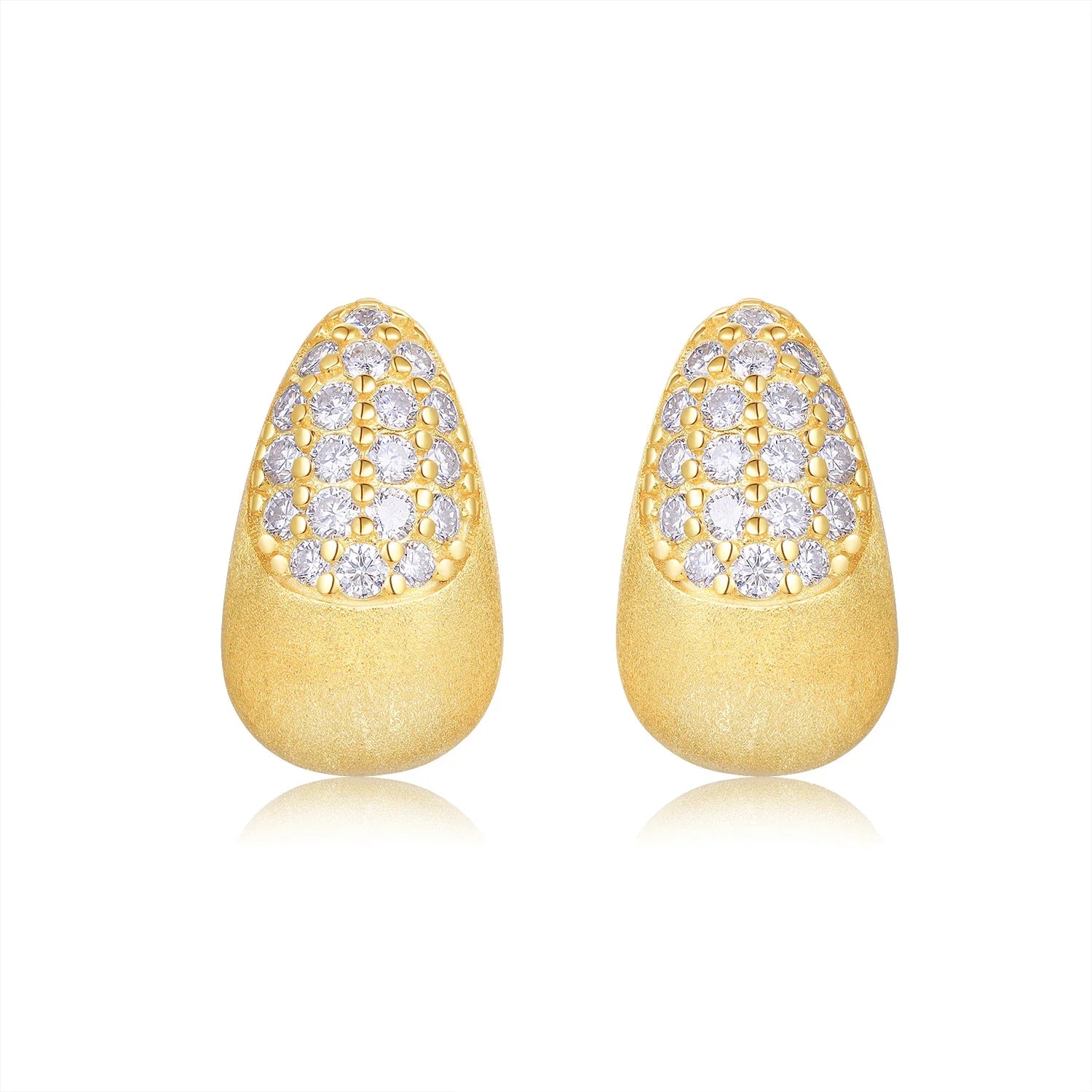 Moissanite Drop Hoop Earrings S925 Sterling Silver 18K Gold Plated Brushed