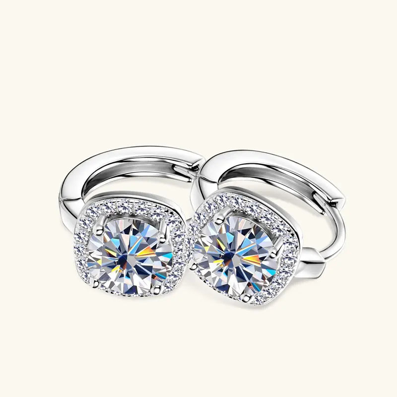 Moissanite Hoop Earrings 925 Sterling Silver Huggie For Women Girls Dainty