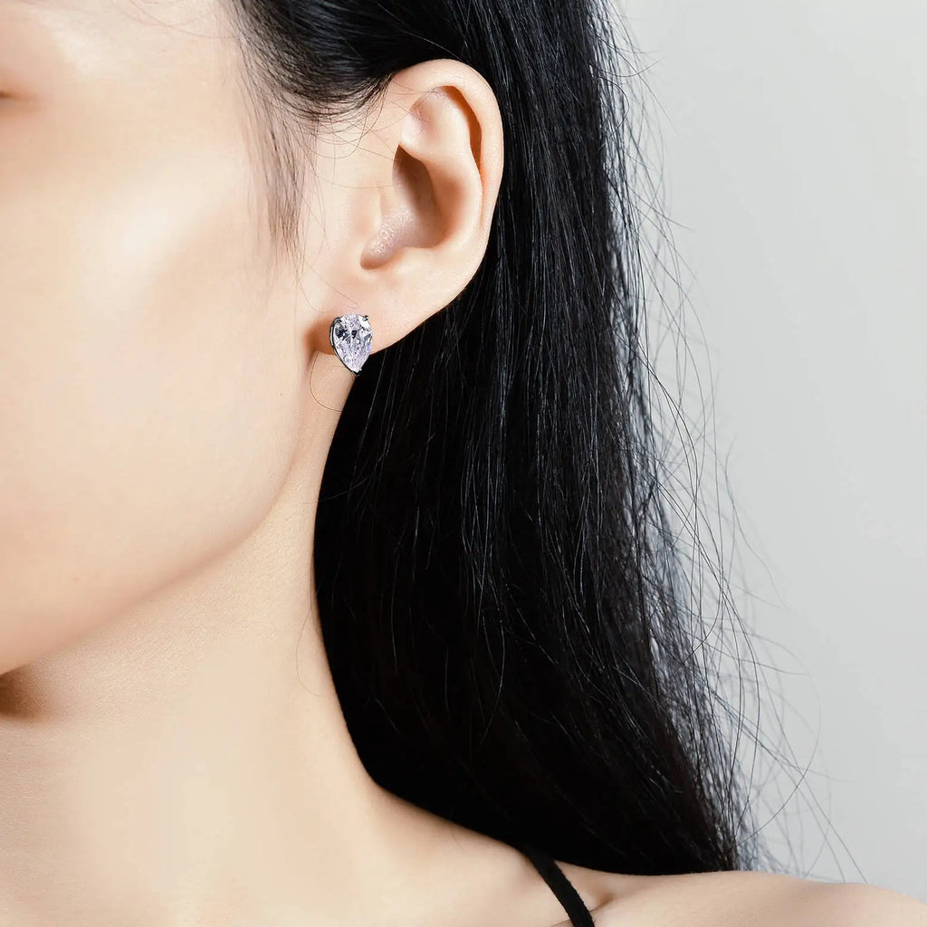 Moissanite Pear Cut Stud Earrings 0.5-1ct Sterling Silver Gold Plated VVS1