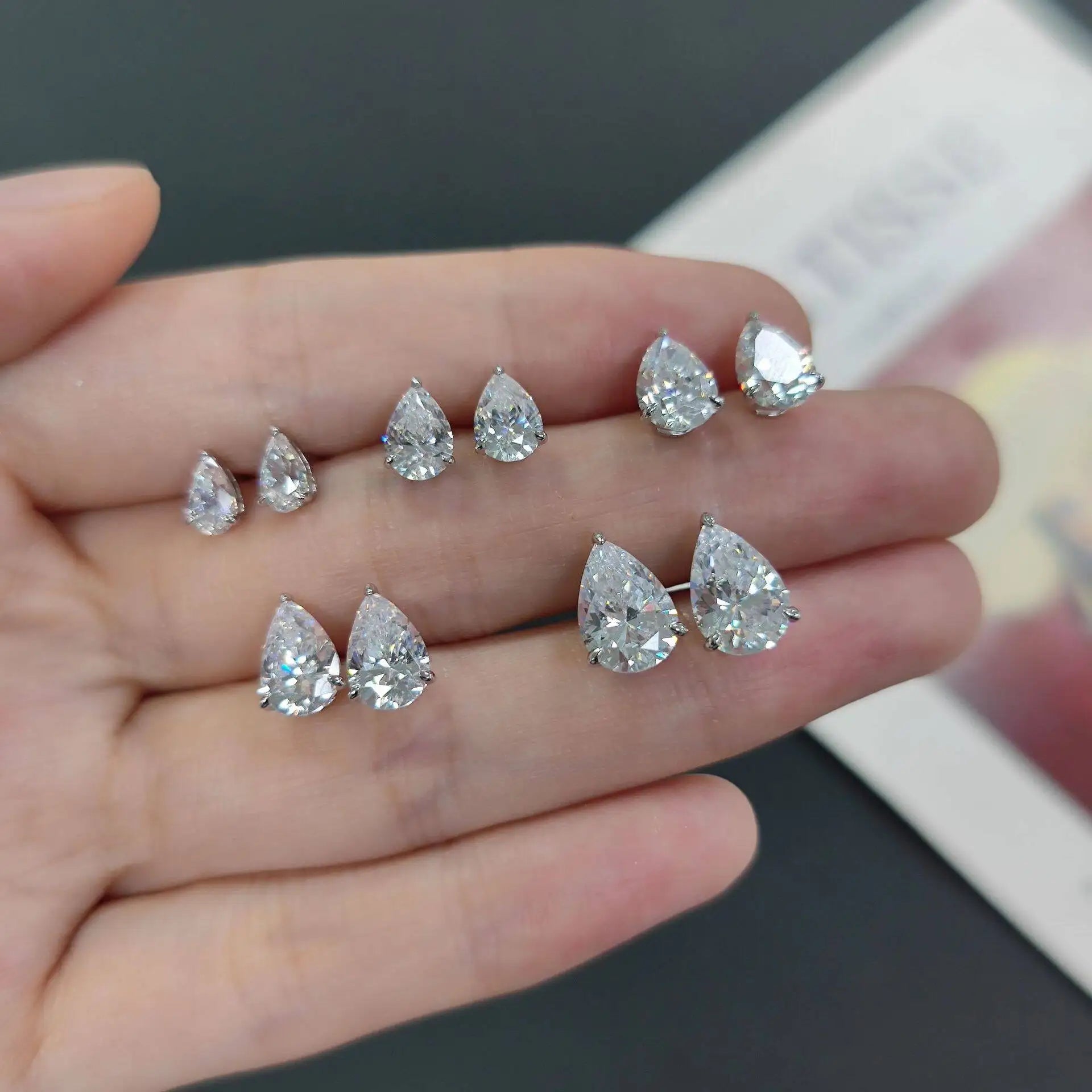 Moissanite Pear Cut Stud Earrings 0.5-1ct Sterling Silver Gold Plated VVS1