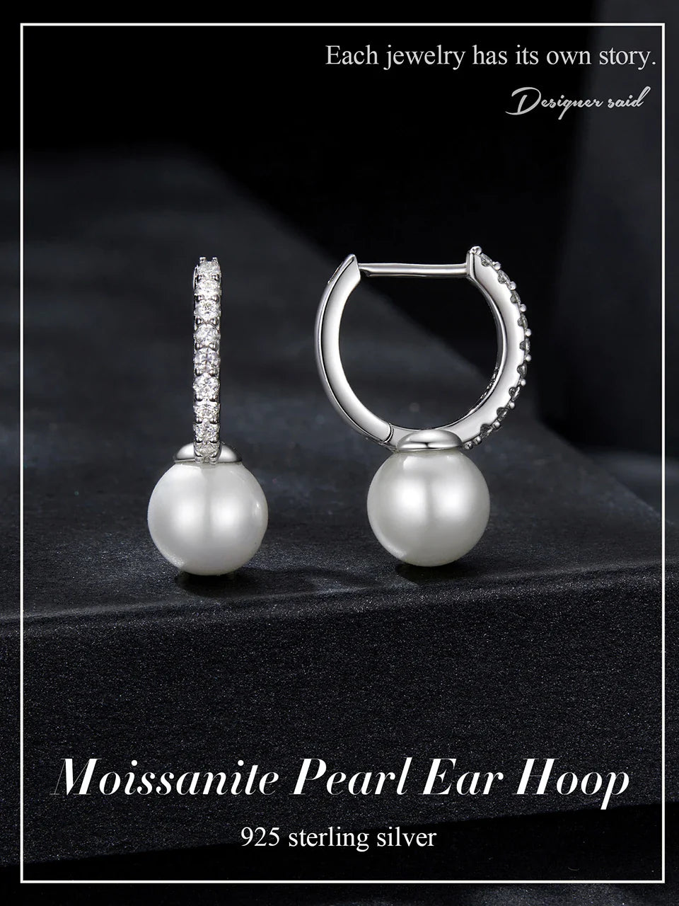 Moissanite Pearl Drop Earrings 925 Sterling Silver Shell Hoop Wedding Gift