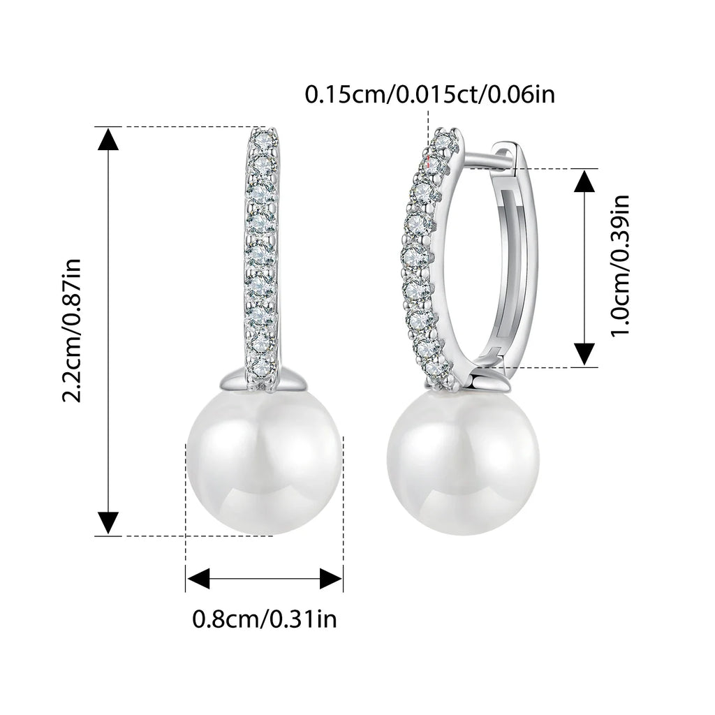 Moissanite Pearl Drop Earrings 925 Sterling Silver Shell Hoop Wedding Gift