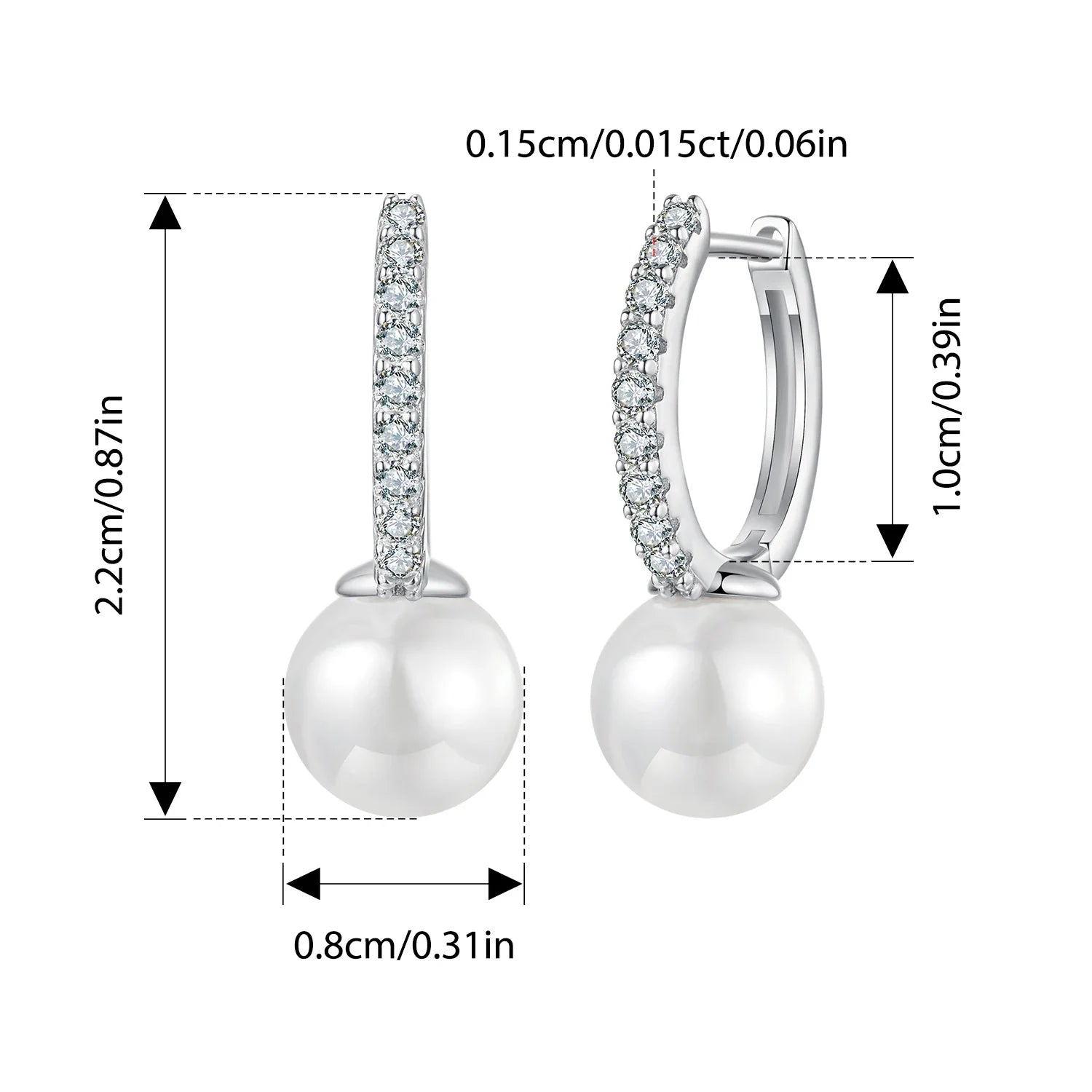 Moissanite Pearl Drop Earrings 925 Sterling Silver Shell Hoop Wedding Gift