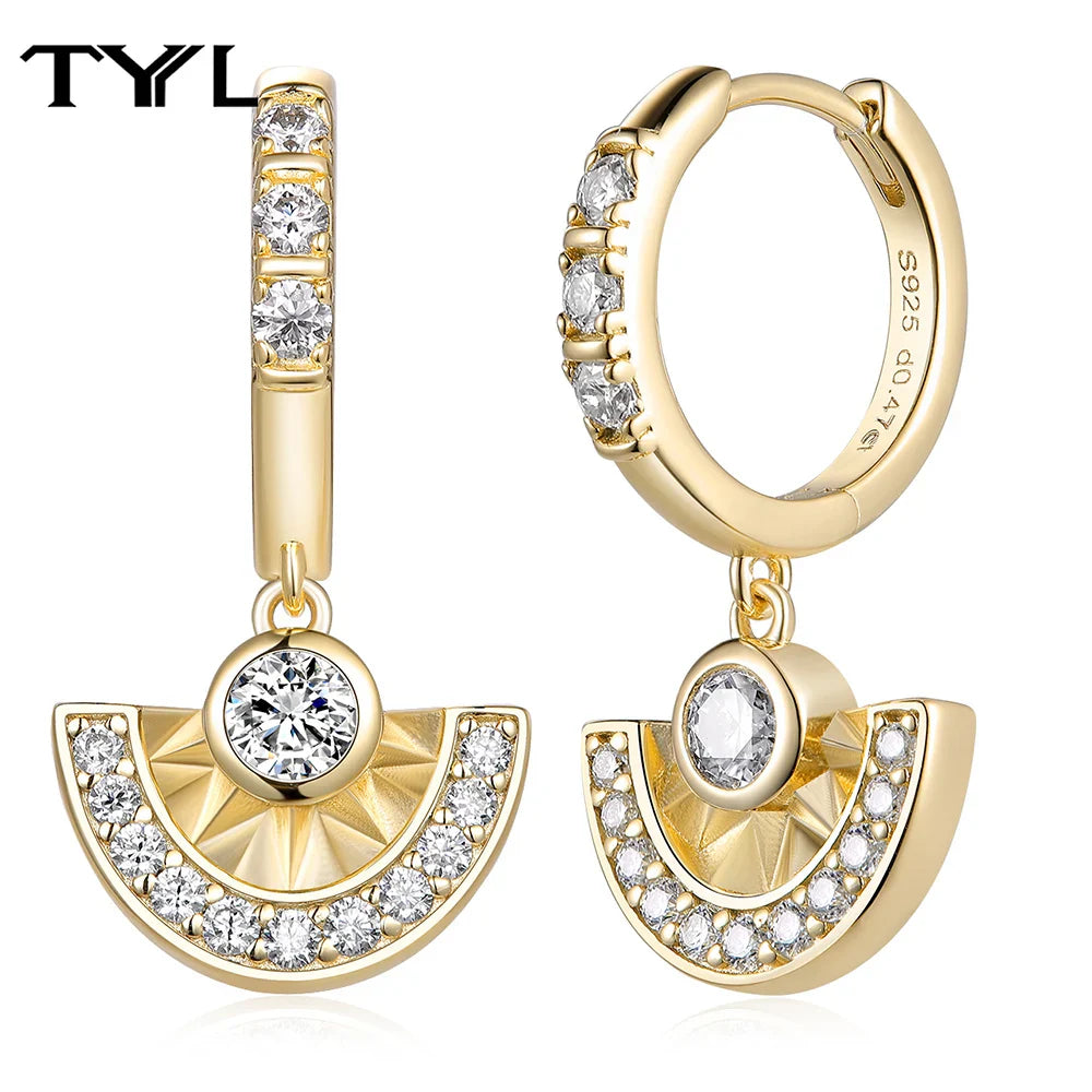 Moissanite VVS1 Drop Earrings 18K Gold Plated 925 Sterling Round Pear Square