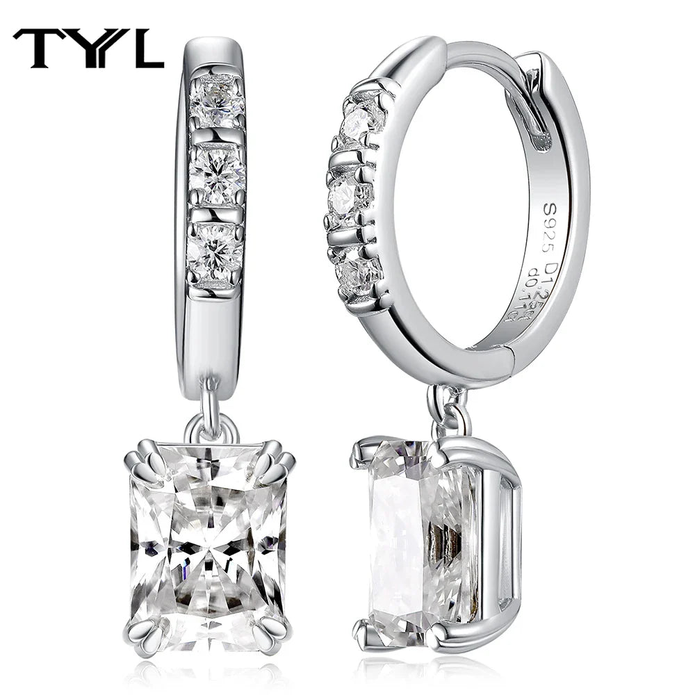 Moissanite VVS1 Drop Earrings 18K Gold Plated 925 Sterling Round Pear Square