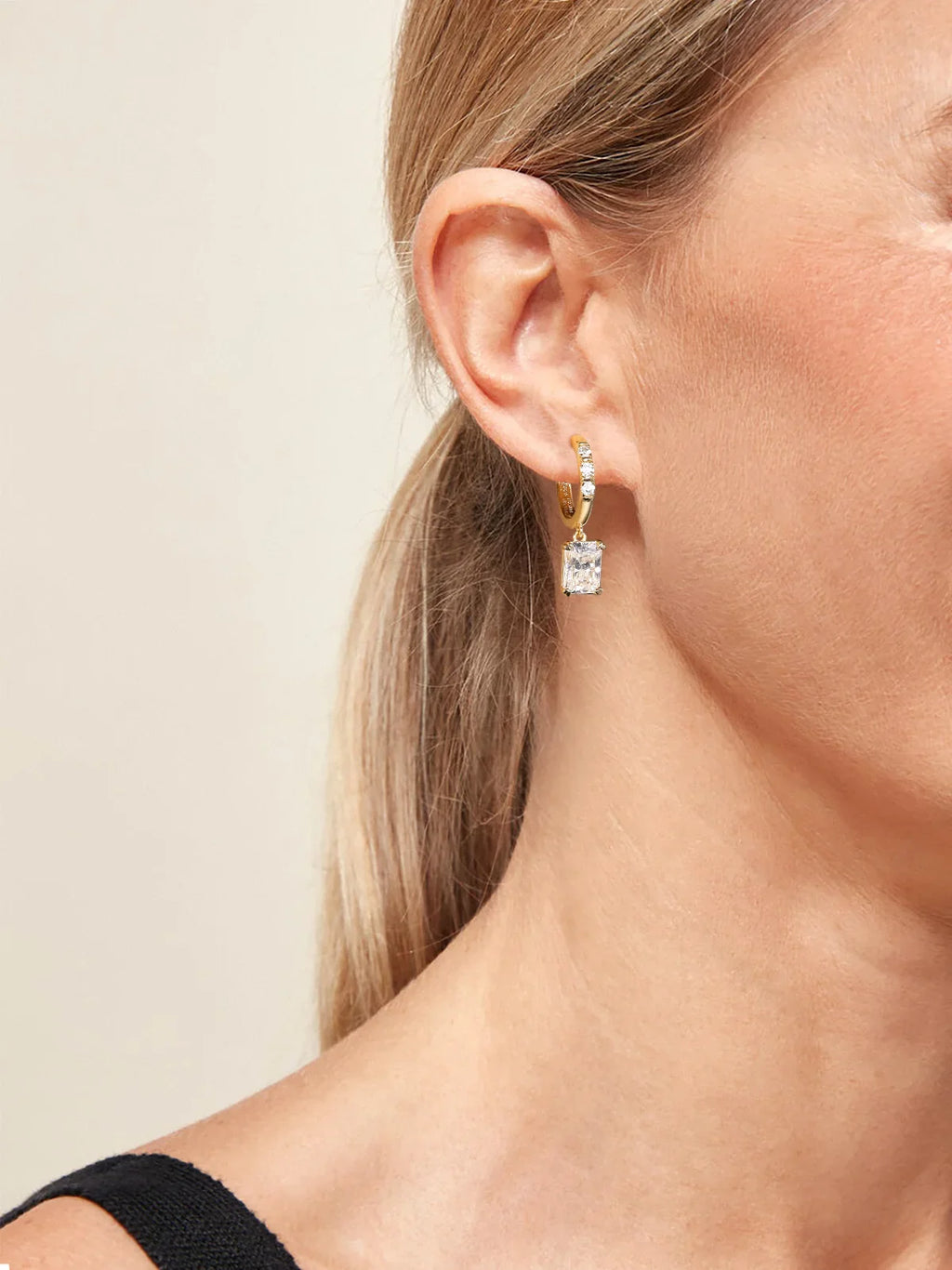 Moissanite VVS1 Drop Earrings 18K Gold Plated 925 Sterling Round Pear Square