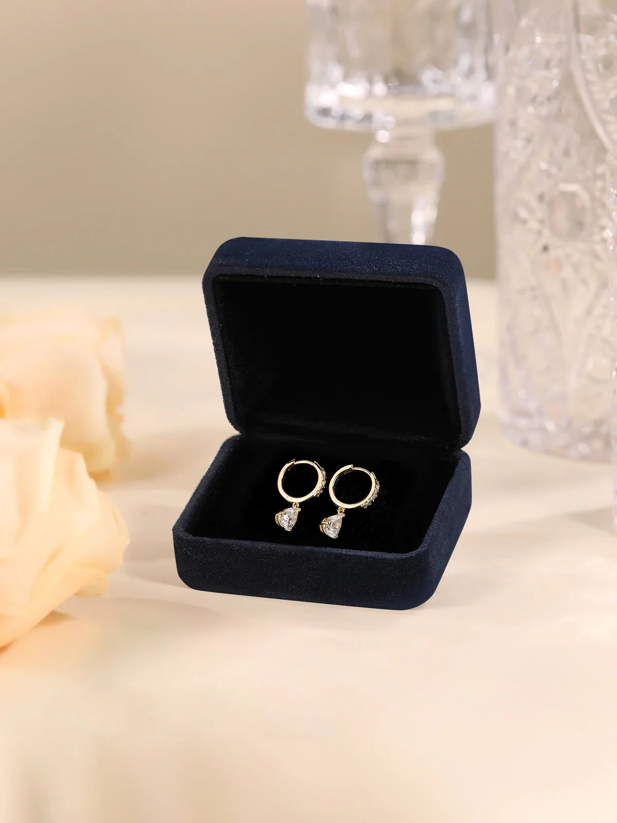 Moissanite VVS1 Drop Earrings 18K Gold Plated 925 Sterling Round Pear Square