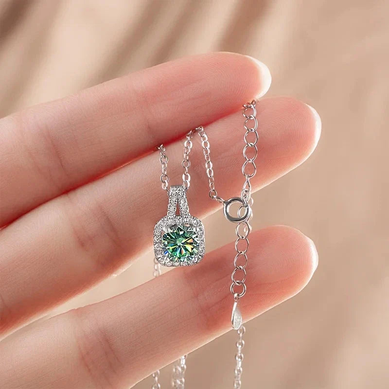 Sterling Silver 3-Piece Moissanite Jewelry Set 1ct Necklace Ring Earrings