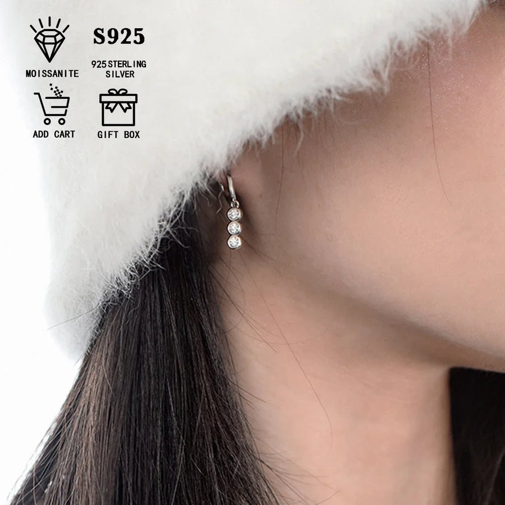 Sterling Silver S925 1.2ct Moissanite Round Stud Earrings For Women