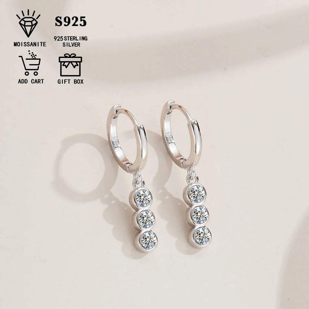 Sterling Silver S925 1.2ct Moissanite Round Stud Earrings For Women